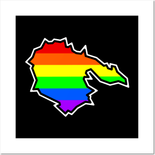 Hornby Island Silhouette - Bright Pride Flag - Rainbow Colour - Hornby Island Posters and Art